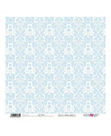 PAPEL SCRAP DAMASCO - RAYAS DIAGONAL Azul Bebé 1