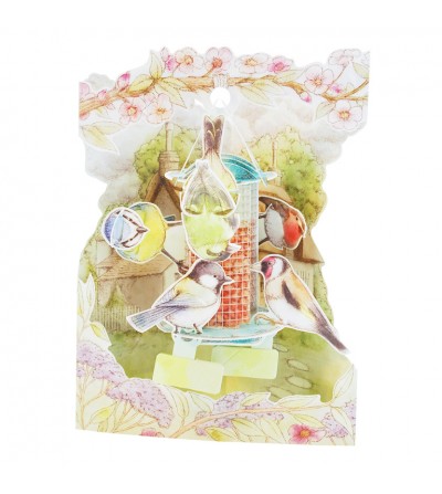 Tarjeta 3D, POSTAL SWING JARDIN DE PAJAROS 1