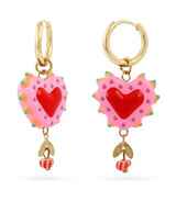 Aros trencadis corazon rosa dorado anartxy 1