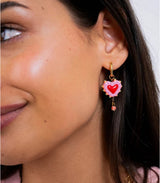 Aros trencadis corazon rosa dorado anartxy 2