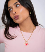 Collar trencadis cadena corazon rosa anartxy 2