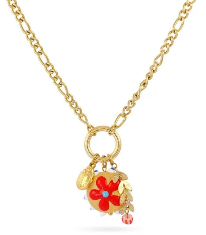 Collar trencadis cadena flor multicolor dorado anartxy 1