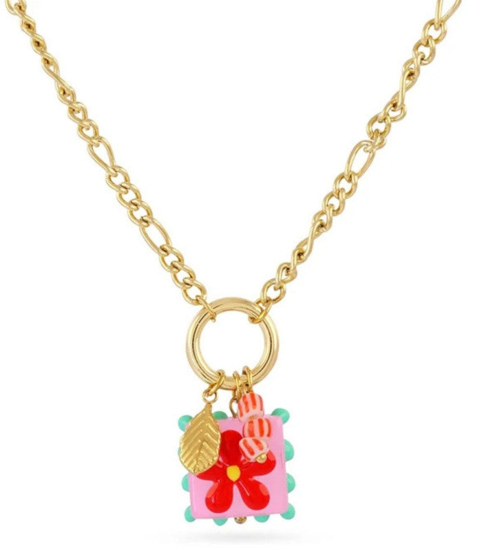 Collar trencadis cadena sello flor roja anartxy 1