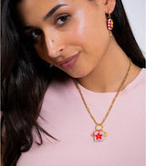 Collar trencadis cadena sello flor roja anartxy 2