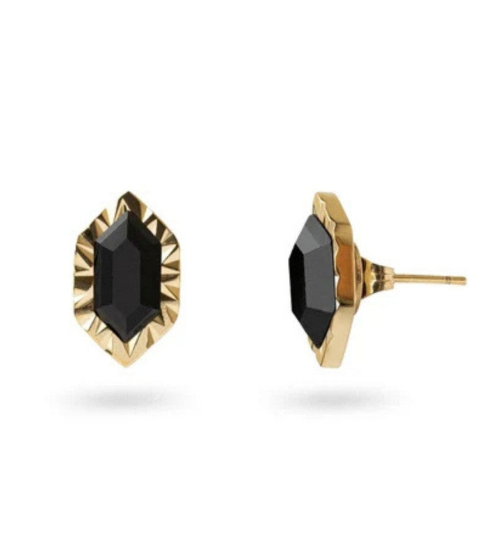Pendientes glean boton piedra negro anartxy 1