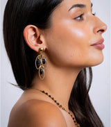Pendientes largos petalos colgantes negro anartxy 2