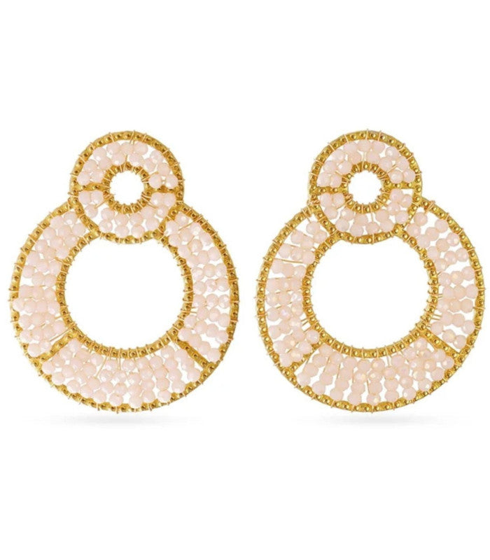 Pendientes largos solea flecos cristal beige anartxy 1