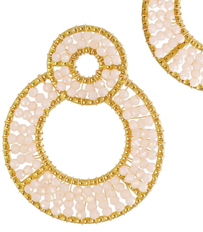Pendientes largos solea flecos cristal beige anartxy 2