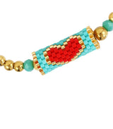 Pulsera elastica miyuki corazon turquesa anartxy 2