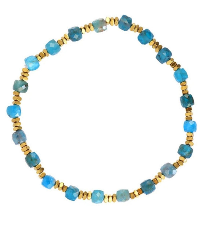 Pulsera elastica piedras facetadas turquesa anartxy 1