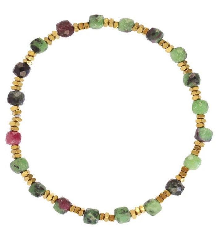 Pulsera elastica piedras facetadas verde anartxy 1