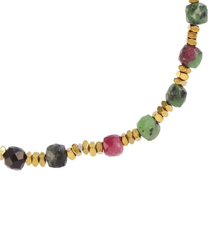 Pulsera elastica piedras facetadas verde anartxy 2