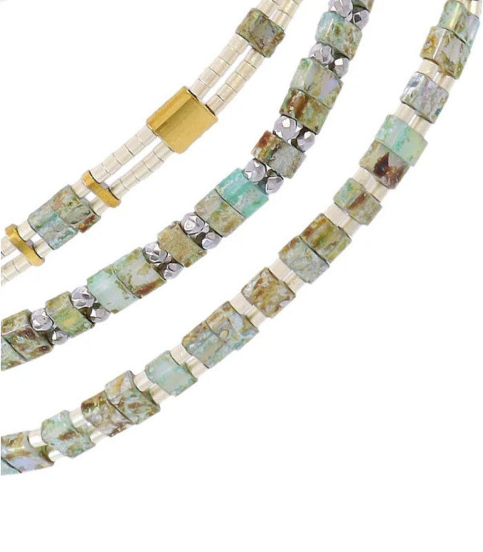 Pulsera miyuki triple verde geometrica anartxy 2