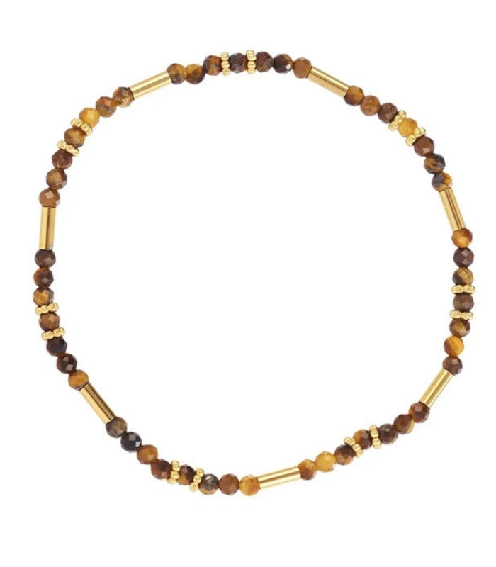 Pulsera tubos dorados marron anartxy 1
