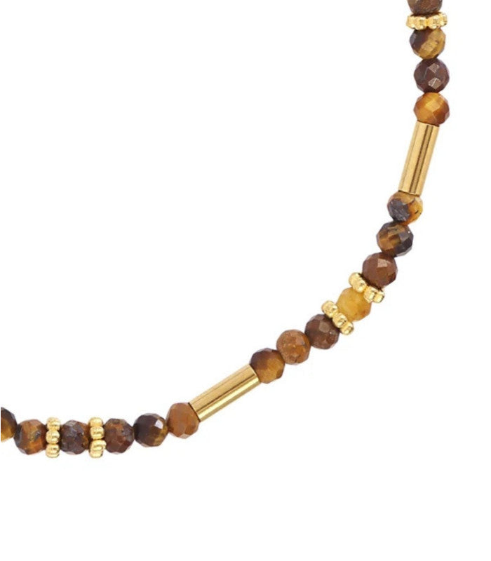 Pulsera tubos dorados marron anartxy 2