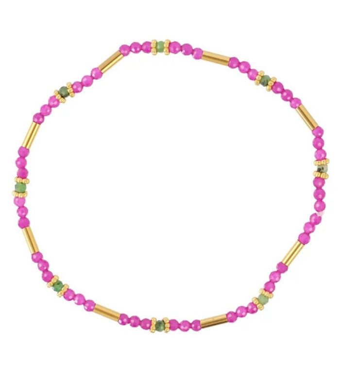 Pulsera tubos dorados rosa anartxy 1