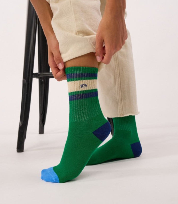 Calcetines mujer billy belt tennis green beige blue 1