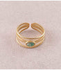 Anillo triple piedra natural ovalada jaspe verde bohm paris 1