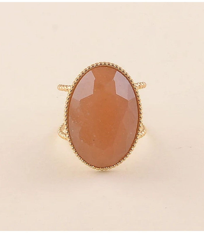 Anillo ancho piedra natural ovalada aventurina naranja bohm paris 1