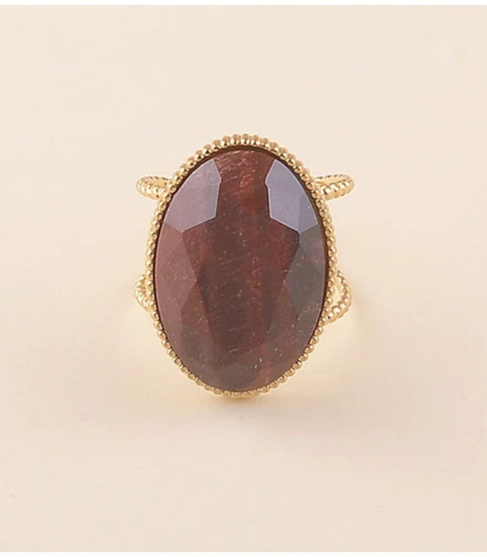 Anillo ancho piedra natural ovalada ojo de toro bohm paris 1