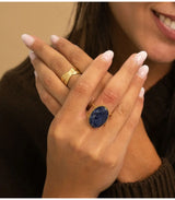 Anillo ancho piedra natural ovalada sodalite bohm paris 1