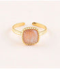 Anillo piedra natural cuadrada cuarzo fresa bohm paris 1