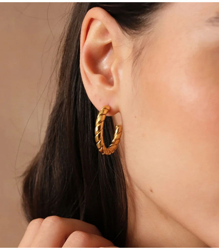 Aros delvane trenzados 3 cm dorado bohm paris 1