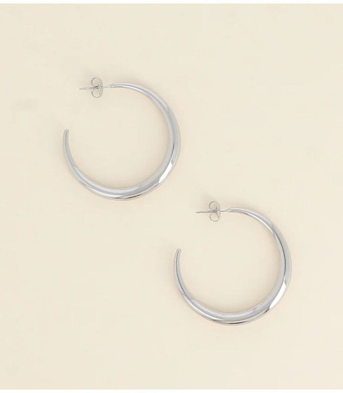 Aros media luna lisos 4 cm plateado bohm paris 1