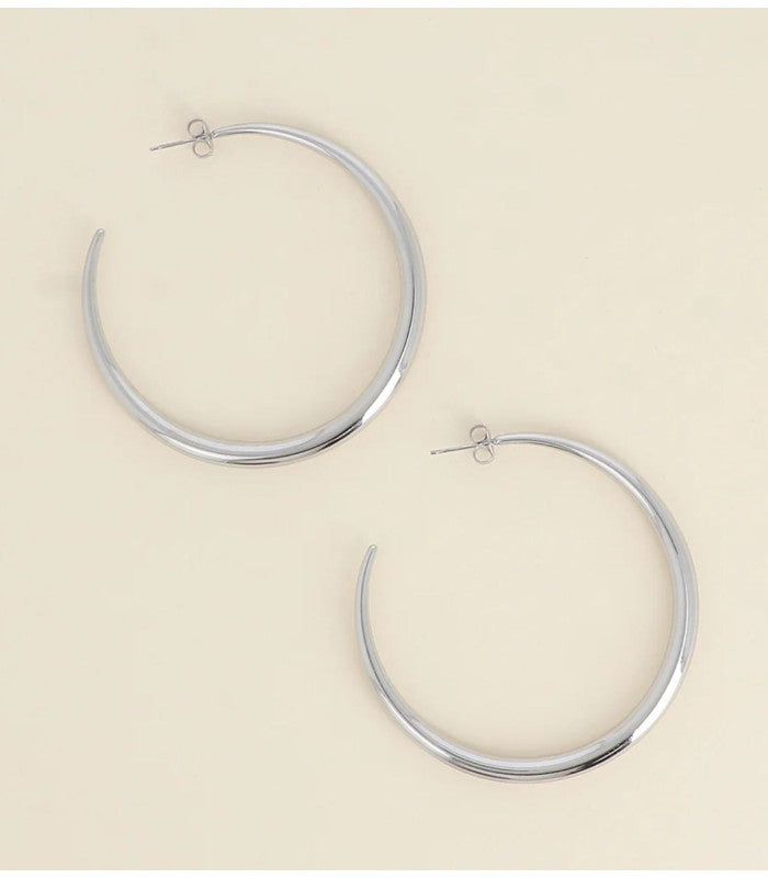 Aros media luna lisos 6 cm plateado bohm paris 1