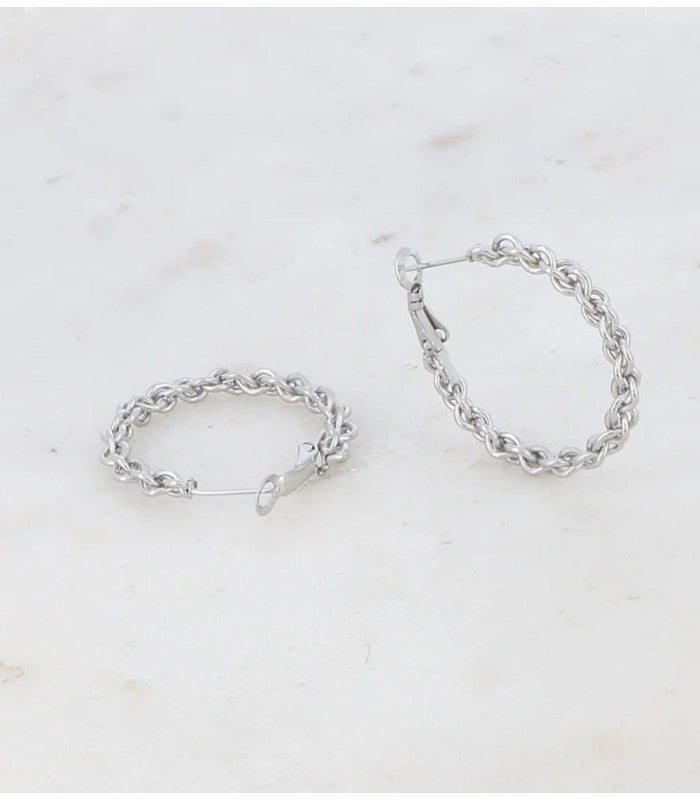 Aros malla doble 3 cm plateado bohm paris 1