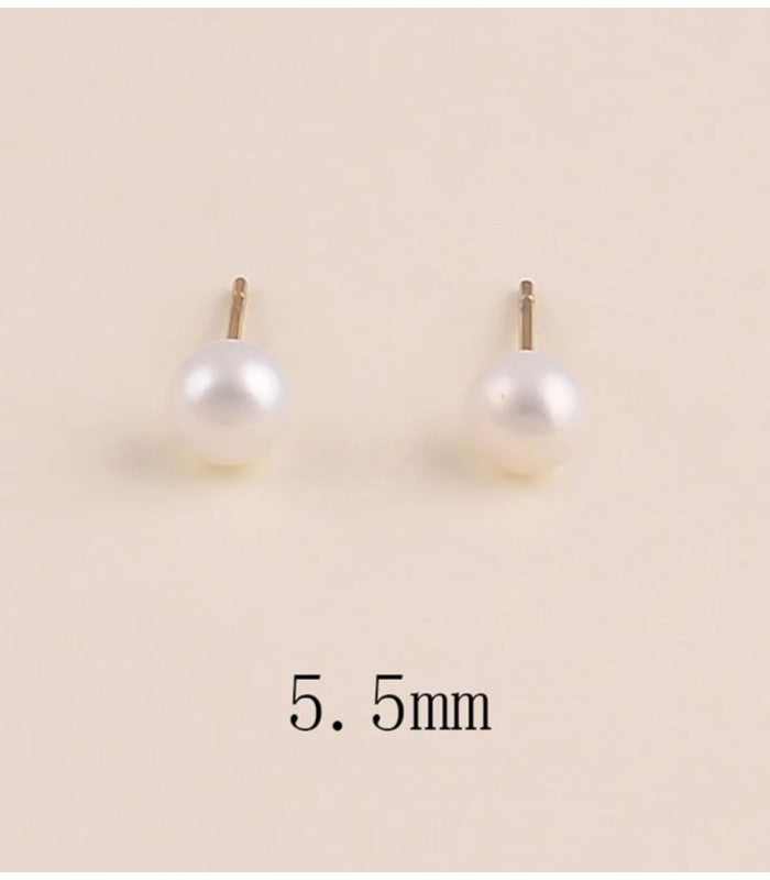 Pendientes perla agua dulce 5,5 mm dorado bohm paris 1