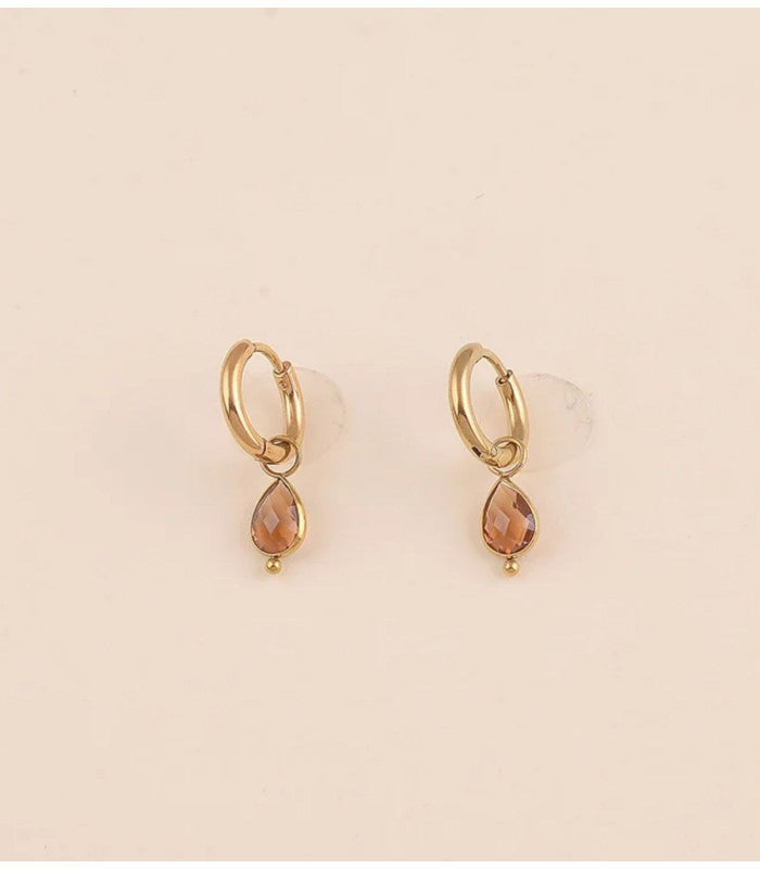 Mini aros cristal gota marron bohm paris 1