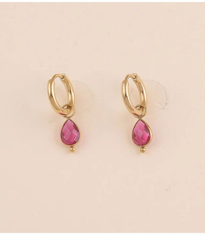 Mini aros cristal gota rosa bohm paris 1