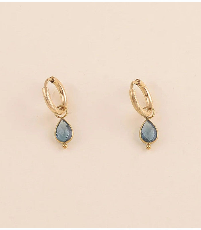 Mini aros cristal gota denim bohm paris 1