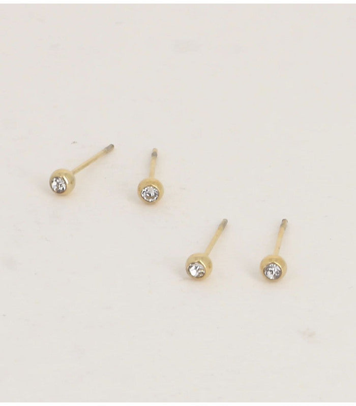 Pack 2 pares pendientes iris circonitas dorado blanco bohm paris 1
