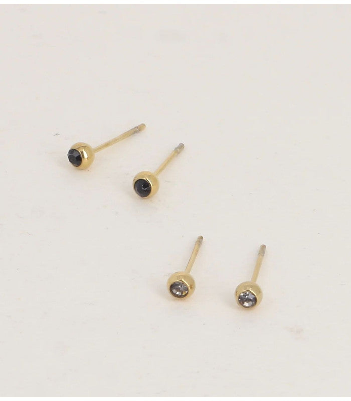 Pack 2 pares pendientes iris circonitas dorado negro bohm paris 1