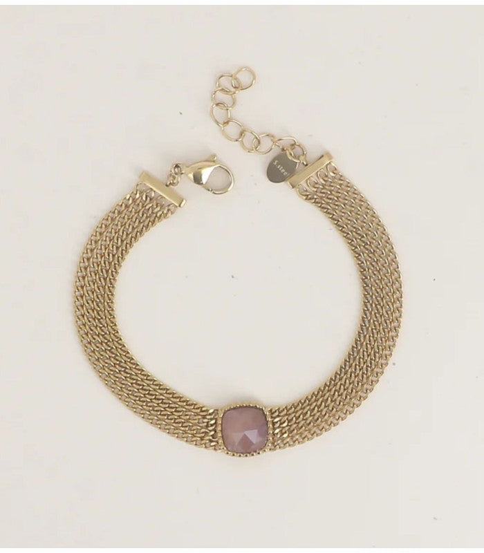 Pulsera 4 cadenas piedra natural amatista bohm paris 1