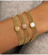 Pulsera 4 cadenas piedra natural jaspe verde bohm paris 2