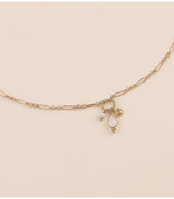 Collar y piedra natural y perla dorado agata blanco bohm paris 1