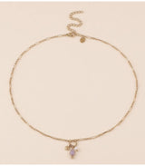Collar y piedra natural y perla dorado amatista bohm paris 2