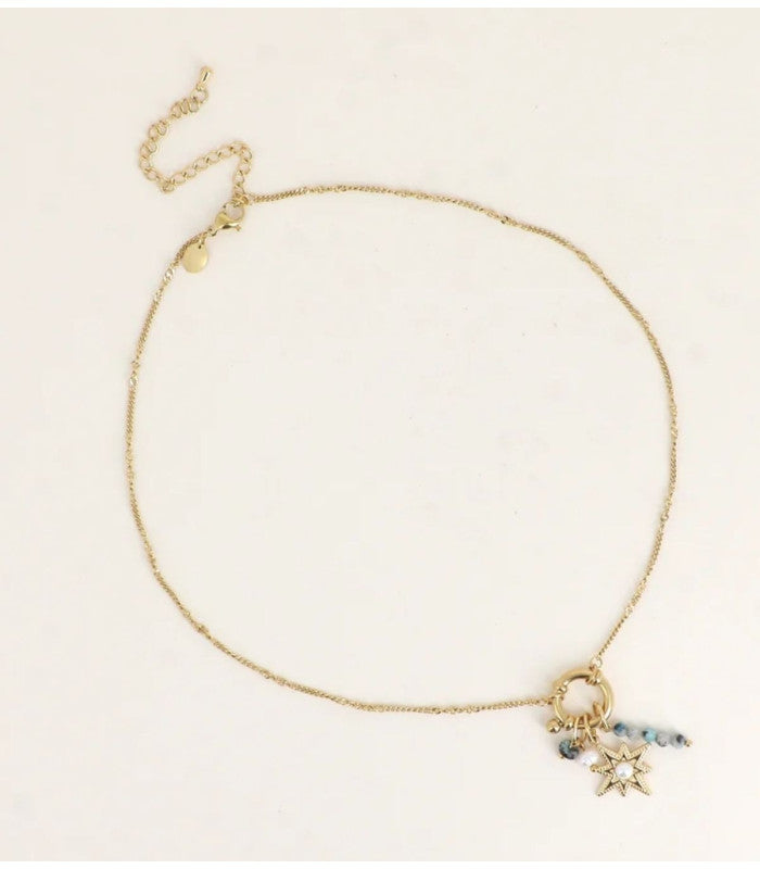 Collar estrella piedras naturales y perla dorado bohm paris 2