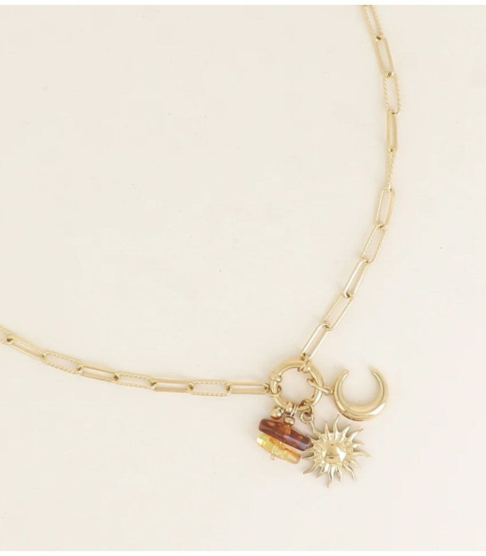 Collar luna y sol marron bohm paris 1