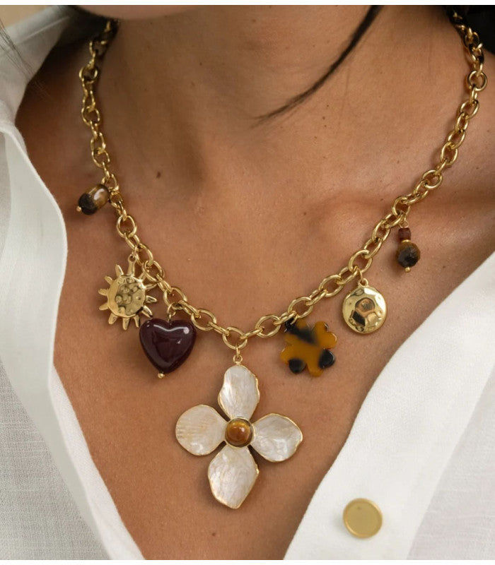 Collar charms piedras naturales dorado bohm paris 1