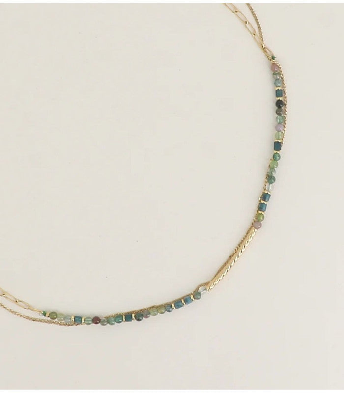 Collar 2 vueltas piedras naturales agata india bohm paris 1