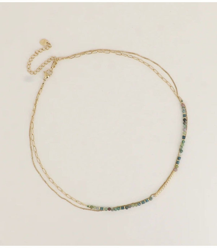 Collar 2 vueltas piedras naturales agata india bohm paris 2