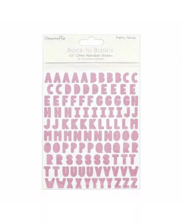 Stickers ALFABETO PURPURINA DOVECRAFT Pretty Petals Rosa 107pc 1