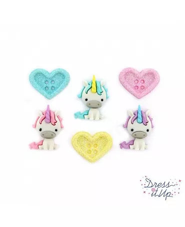 Botones UNICORNIOS Y CORAZONES 6pc 1