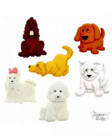 Botones PERROS PUPPY PARADE 6pc 1