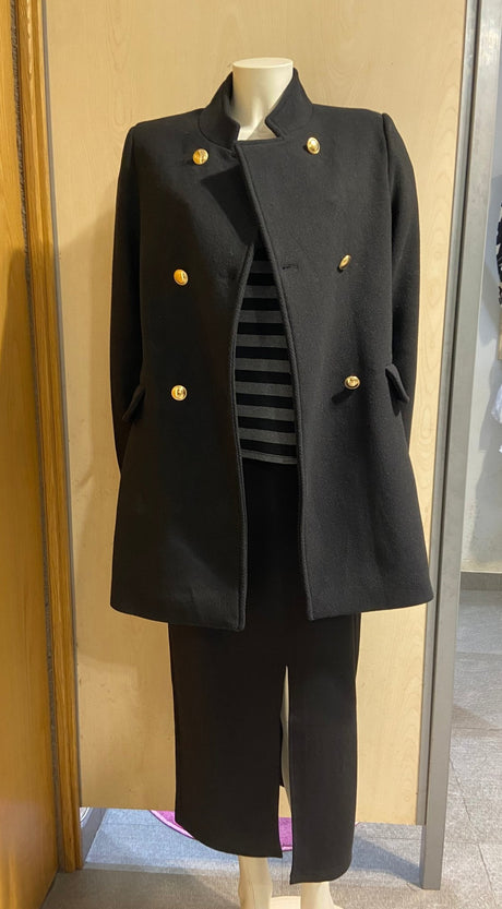 Abrigo de Mujer en Negro con botones dorados - Dendago