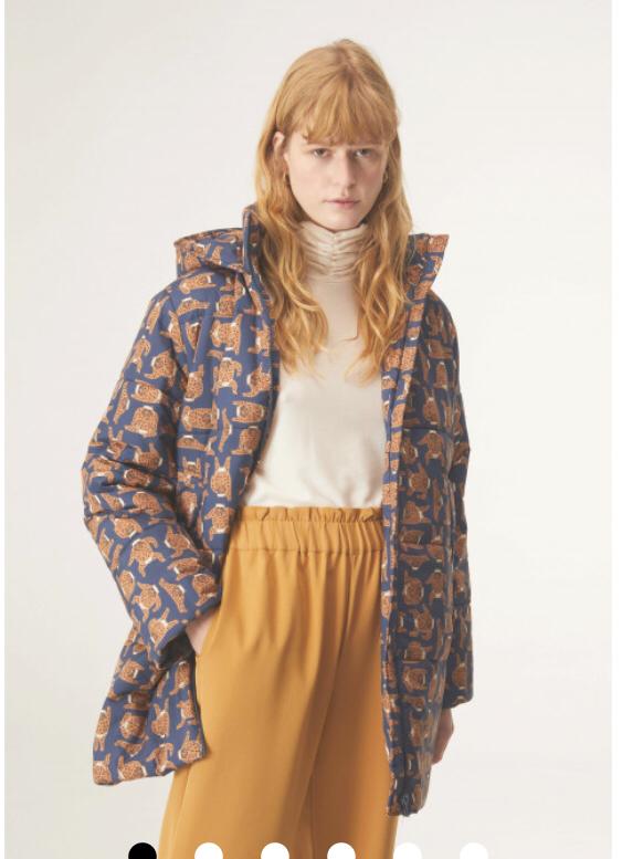 Abrigo Midi acolchado con capucha y Animal Print dibujo leopardo - Dendago